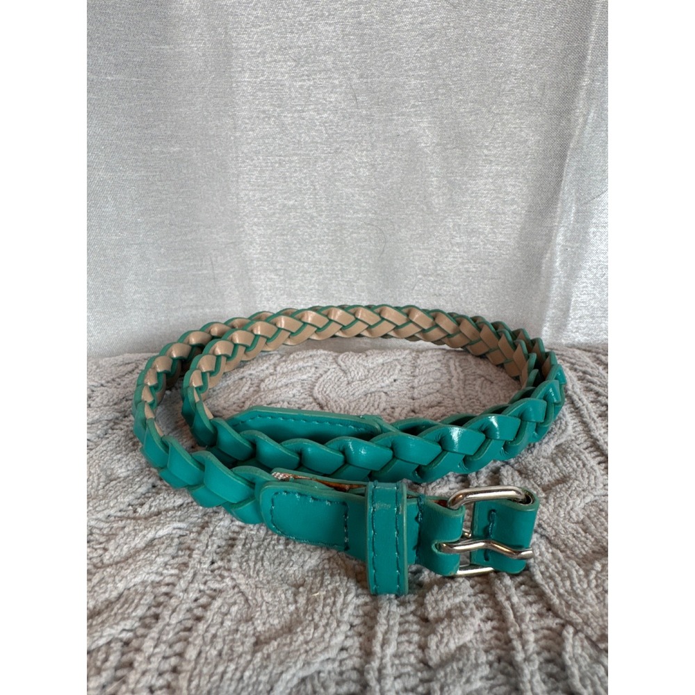 Braided Teal Women's Leather Belt - Unbranded